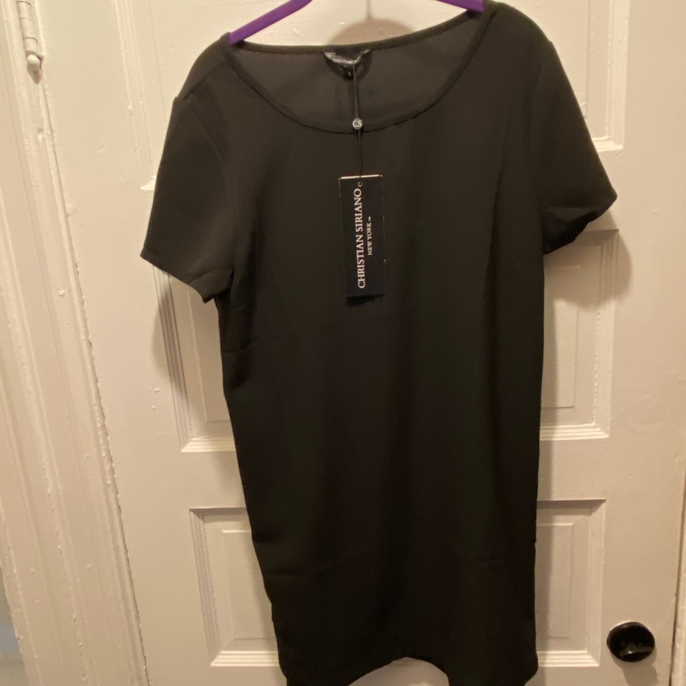 Christian Siriano Black T-Shirt Dress with Zipper